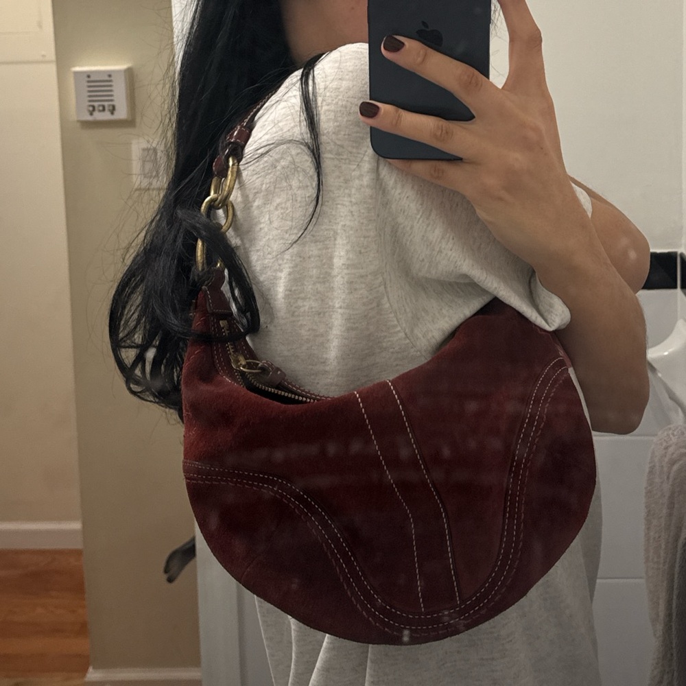 Coach suede burgundy bag